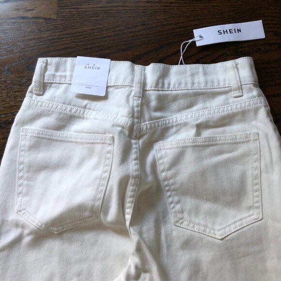 NEW SHEIN Off White High Waisted Wide Leg Jeans - Size 25 - Picture 7 of 9